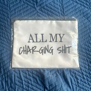 (New) All my charging sh*t white and black travel bag